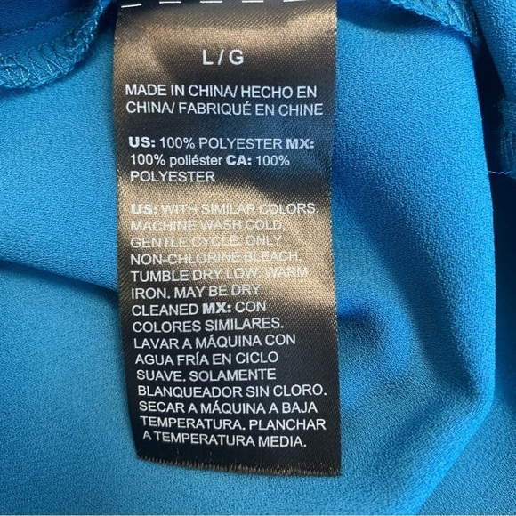 Whbm blue short sleeve wrap midi dress Sz L - Picture 8 of 13